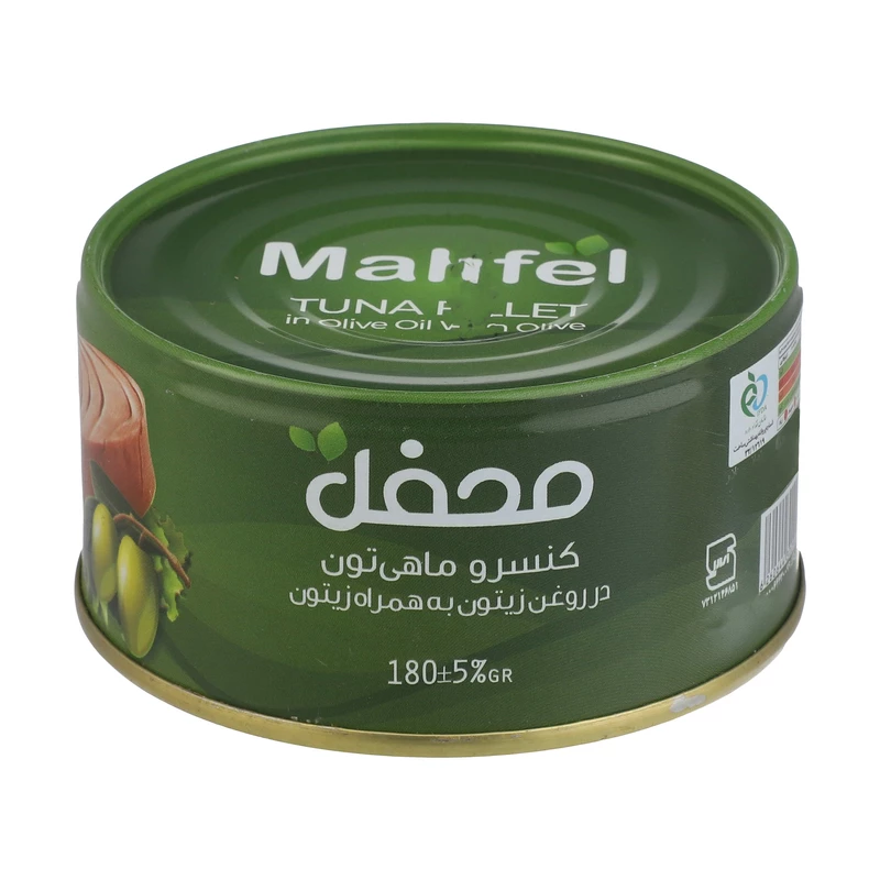 کنسرو تن ماهی در زوغن زیتون محفل-180گرم