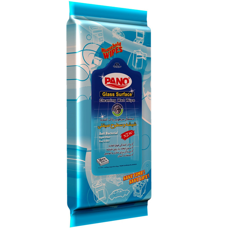 دستمال مرطوب شیشه و سطوح  پانو - 36عددی