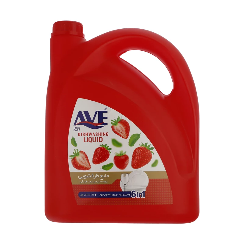 مایع ظرفشویی قرمز 6*1 با رایحه توت فرنگی اوه - 3750 گرم