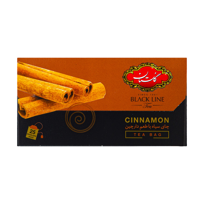 چای سیاه کیسه ای گلستان با طعم دارچین-بسته 20عددی